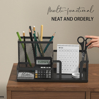 Mesh Desk Organizer – 3-Compartment Storage Caddy