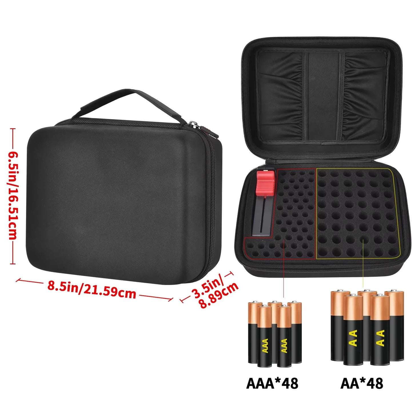 96-Battery Organizer Case – AA/AAA Storage with Tester