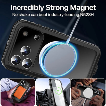 IP68 Waterproof Magnetic Case for iPhone 17/16/15/14/13 Pro Max