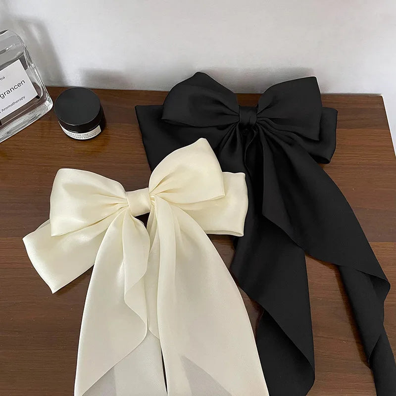 Korean Satin Bow Hair Clip – Large Ribbon Hair Accessory