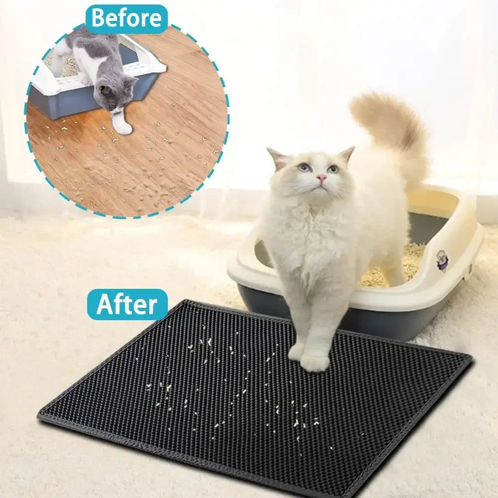 Double-Layer Cat Litter Mat – Waterproof & Washable
