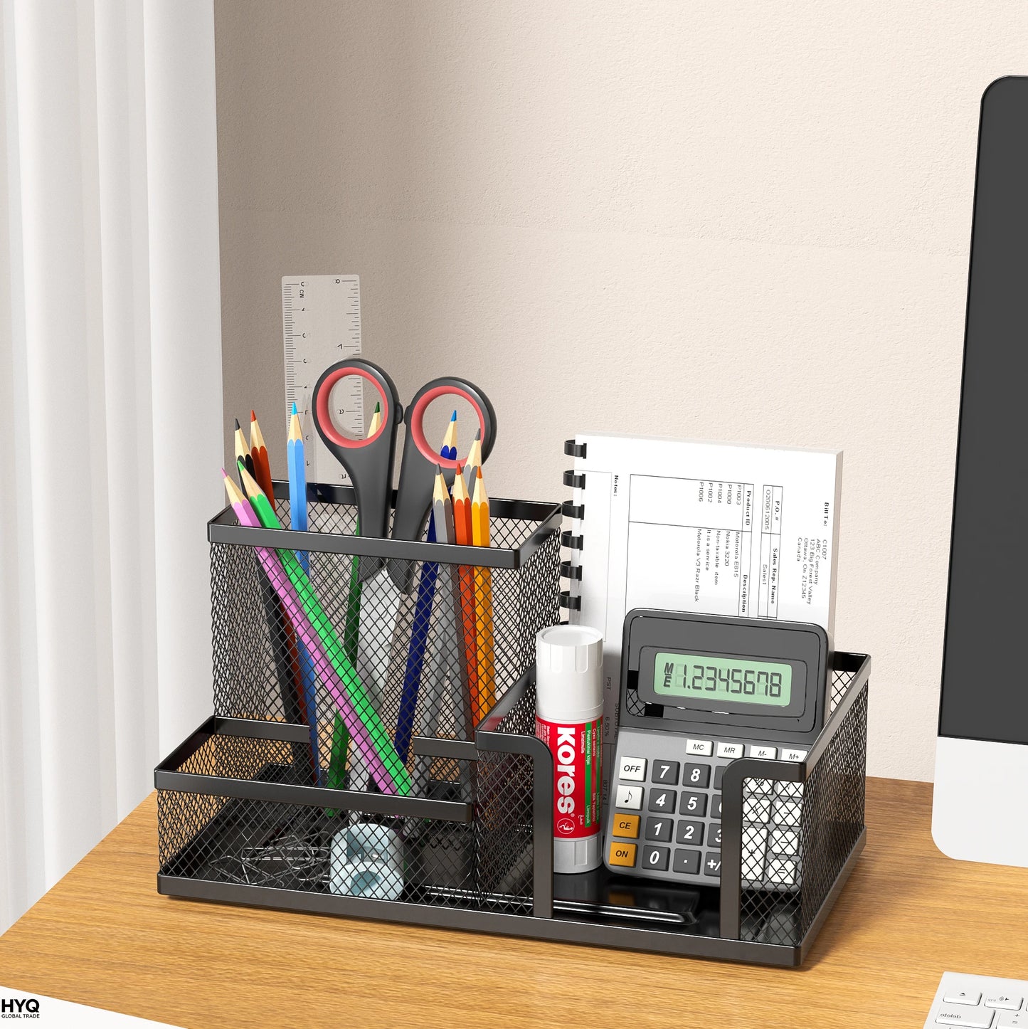 Mesh Desk Organizer – 3-Compartment Storage Caddy