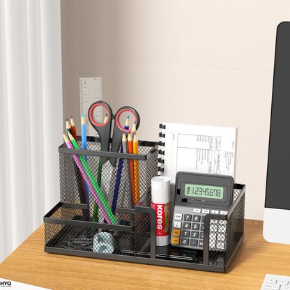 Mesh Desk Organizer – 3-Compartment Storage Caddy