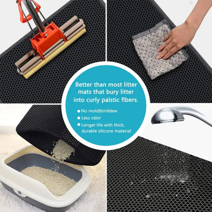 Double-Layer Cat Litter Mat – Waterproof & Washable