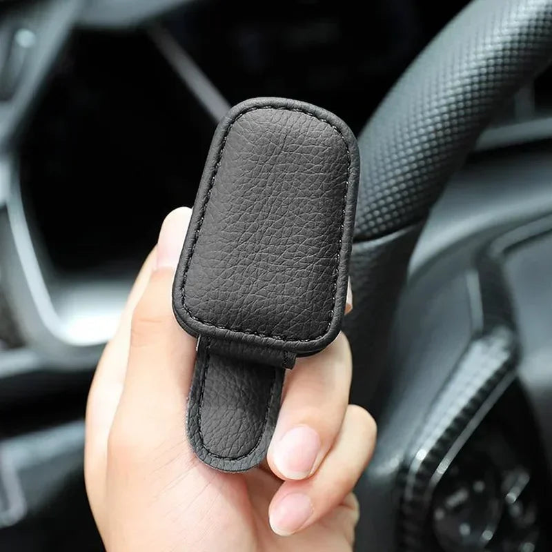 Magnetic Leather Car Sunglasses Holder – Sun Visor Clip