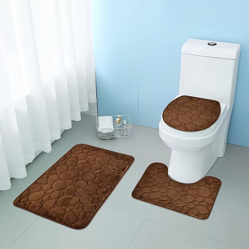 Non-Slip 3-Piece Bathroom Mat Set