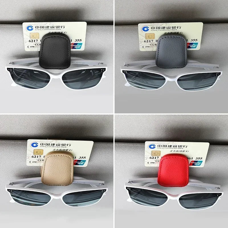 Magnetic Leather Car Sunglasses Holder – Sun Visor Clip