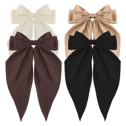 Korean Satin Bow Hair Clip – Large Ribbon Hair Accessory