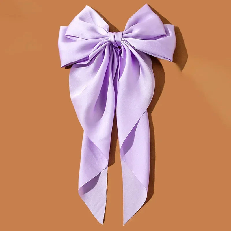 Korean Satin Bow Hair Clip – Large Ribbon Hair Accessory