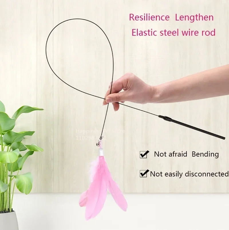 Cat Teaser Stick – Suction Cup Toy with Bell & Feather