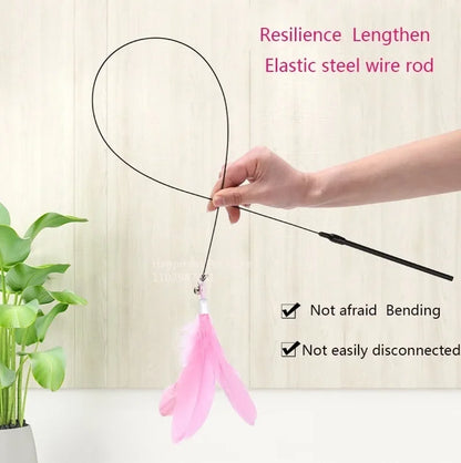 Cat Teaser Stick – Suction Cup Toy with Bell & Feather
