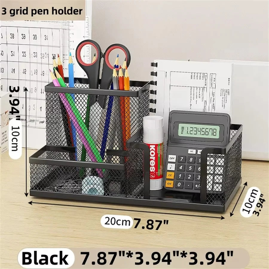 Mesh Desk Organizer – 3-Compartment Storage Caddy