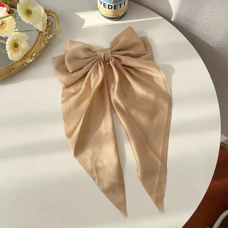 Korean Satin Bow Hair Clip – Large Ribbon Hair Accessory