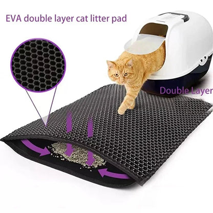 Double-Layer Cat Litter Mat – Waterproof & Washable