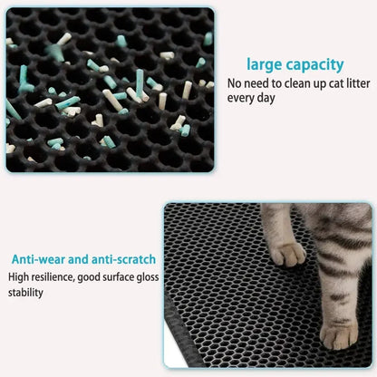Double-Layer Cat Litter Mat – Waterproof & Washable