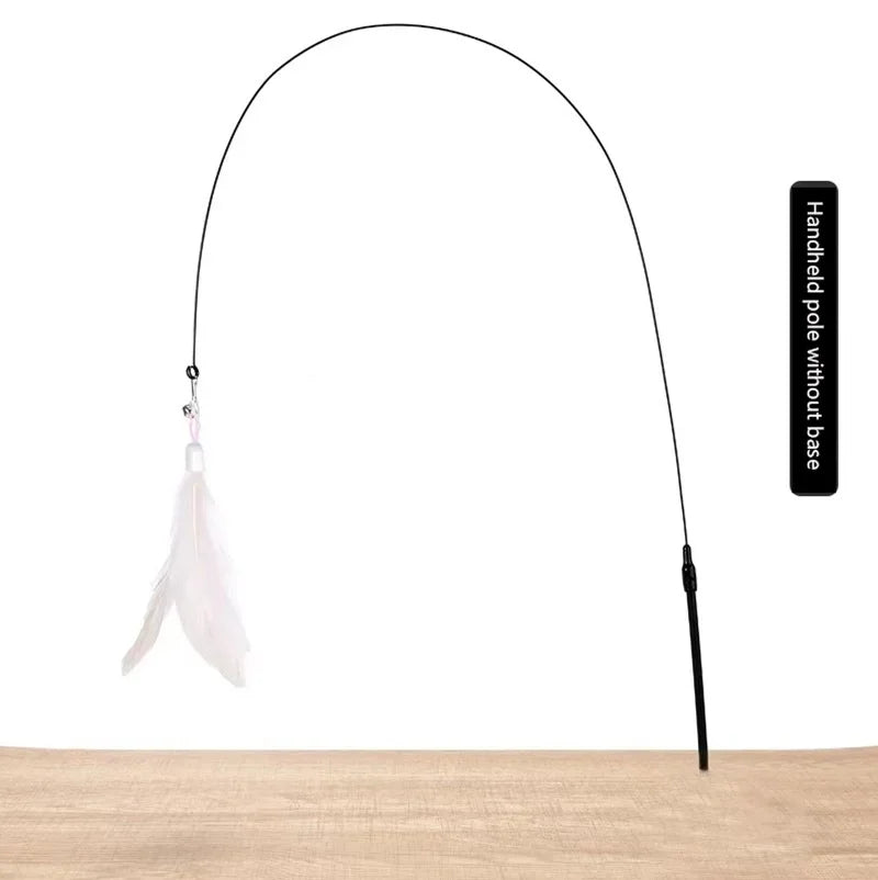 Cat Teaser Stick – Suction Cup Toy with Bell & Feather