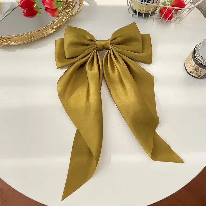 Korean Satin Bow Hair Clip – Large Ribbon Hair Accessory