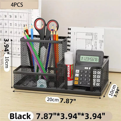 Mesh Desk Organizer – 3-Compartment Storage Caddy