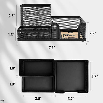 Mesh Desk Organizer – 3-Compartment Storage Caddy