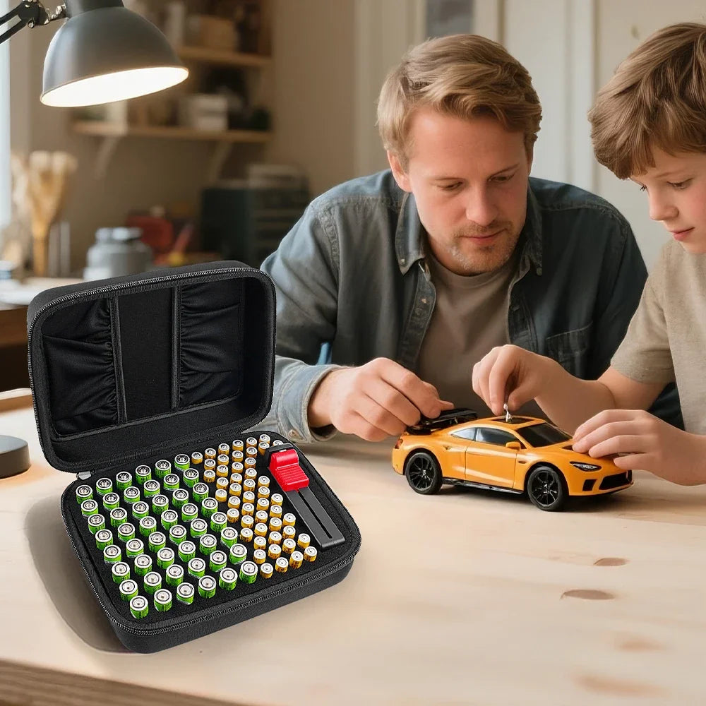 96-Battery Organizer Case – AA/AAA Storage with Tester