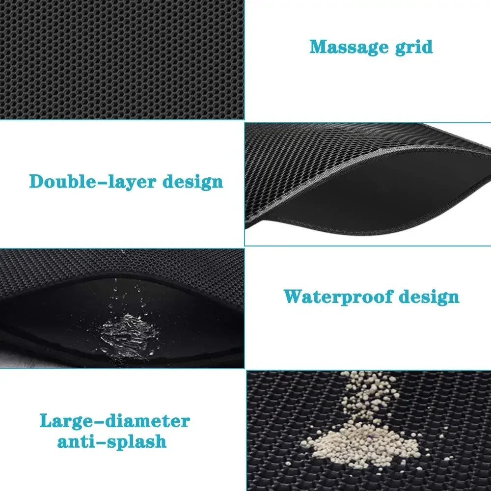 Double-Layer Cat Litter Mat – Waterproof & Washable