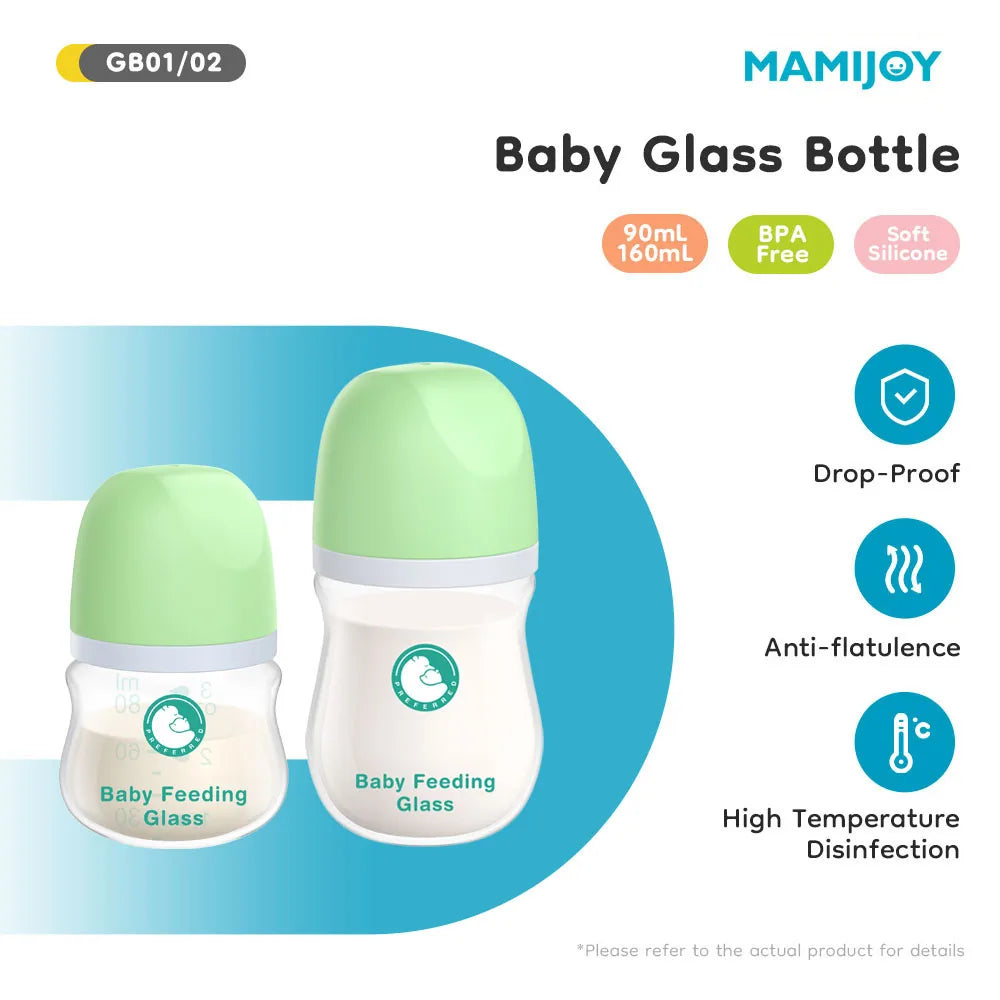 BPA-Free Glass Baby Feeding Bottle – 90/160ML Anti-Colic