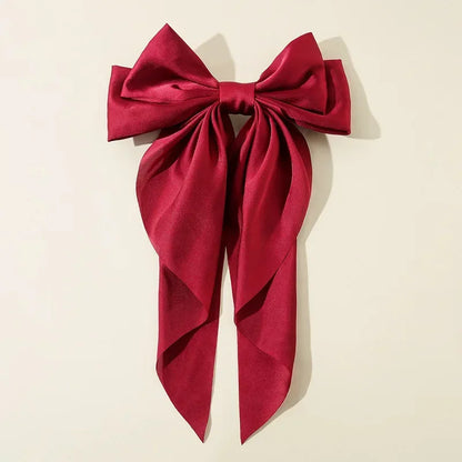 Korean Satin Bow Hair Clip – Large Ribbon Hair Accessory